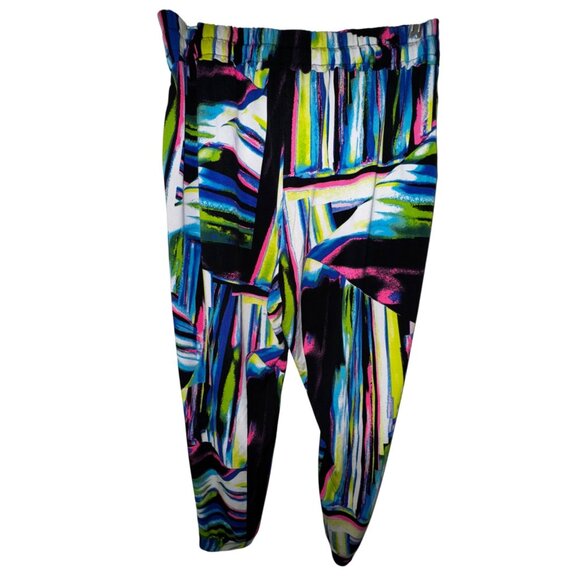 Soho New York & Company Street Abstract Jogger Neon Pants Large Athleisure 80’s - Picture 2 of 8